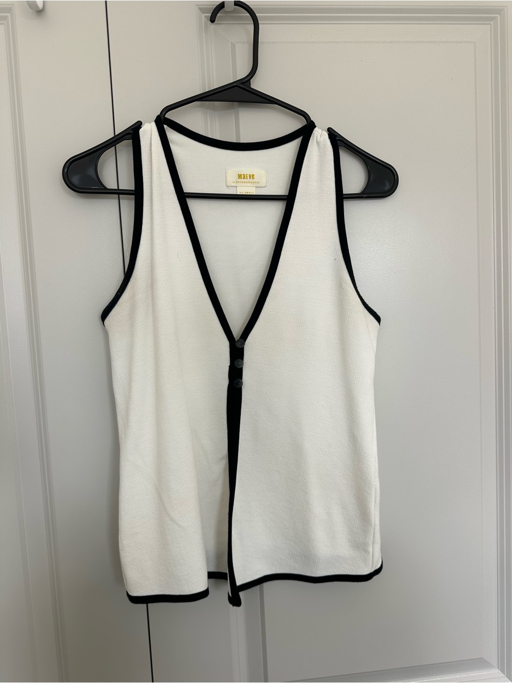 Maeve White Tank with Black Contrast Trim